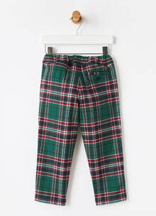 Regular Fit Tartan Trousers | Pine Green