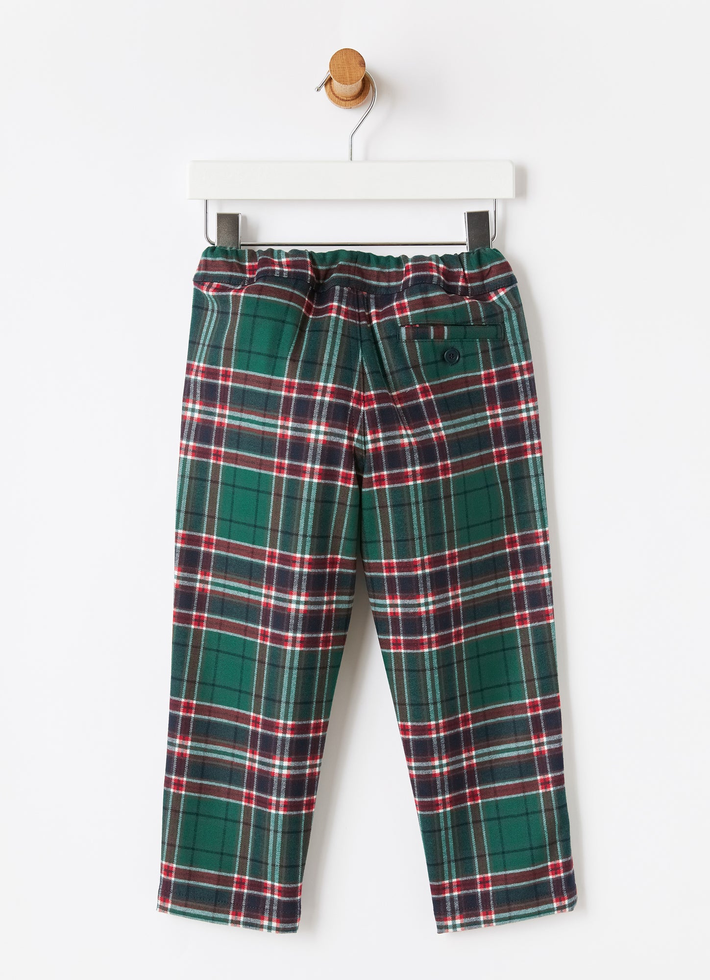 Regular Fit Tartan Trousers | Pine Green