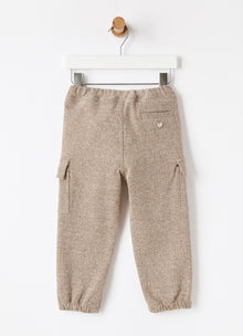 Cotton Herringbone Cargo Trousers | Coffee