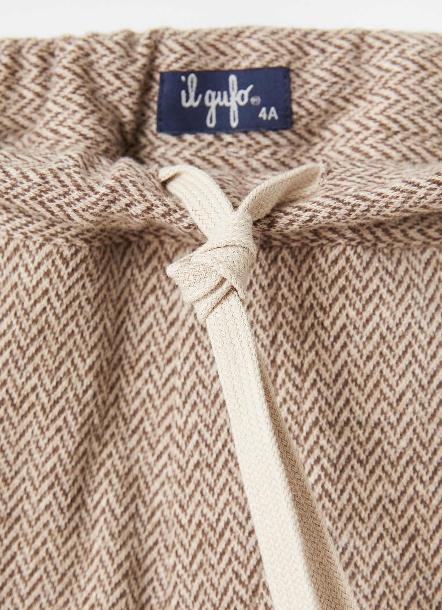 Cotton Herringbone Cargo Trousers | Coffee