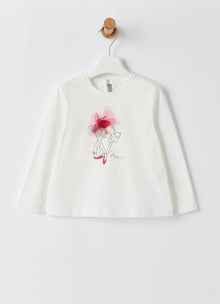 Ballerina Print Jersey Top | Latte/Rosa Glassa