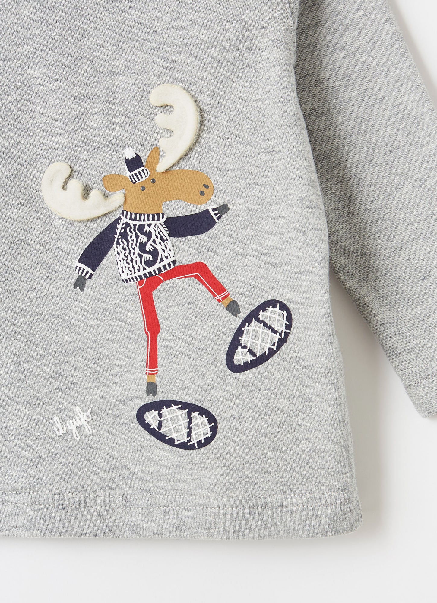 Reindeer Jersey Top | Nickel Grey/Blue