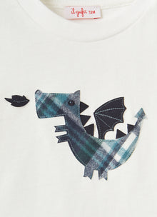 Baby Dragon Jersey T-Shirt | Milk/Blue