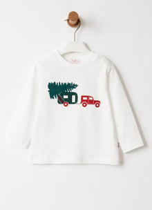 Tartan Applique Jersey T-Shirt | Milk/Light Green