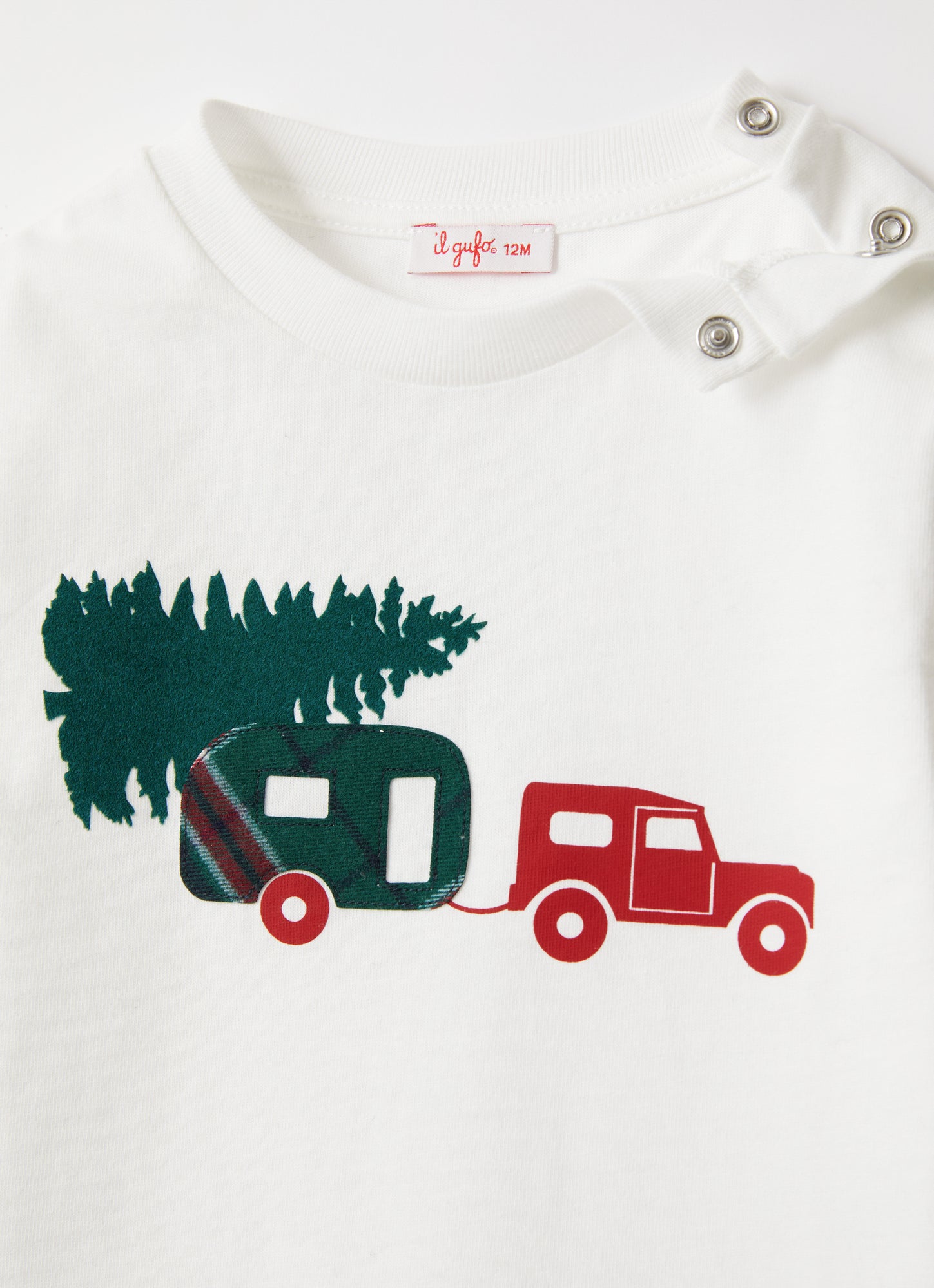 Tartan Applique Jersey T-Shirt | Milk/Light Green