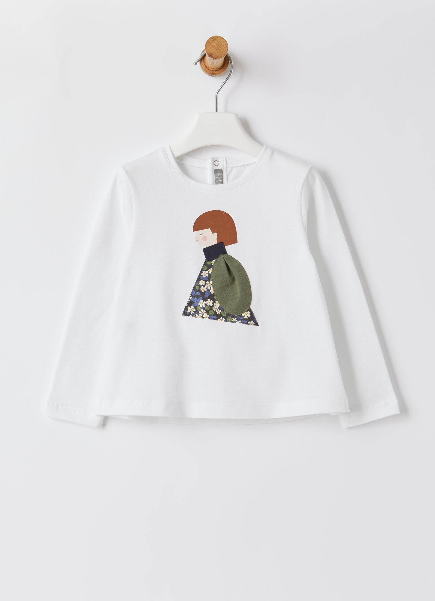 T-Shirt with Girl Print And Details | Bianco/Castoro