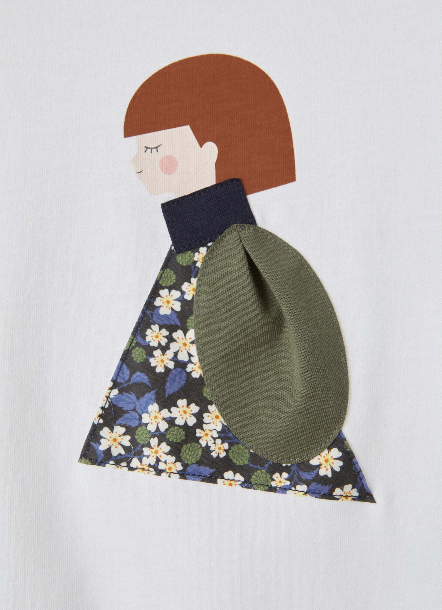 T-Shirt with Girl Print And Details | Bianco/Castoro