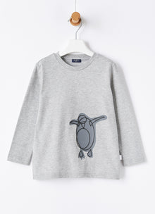 Penguin Print And Embroidery T-Shirt | Grey/Asphalt Grey