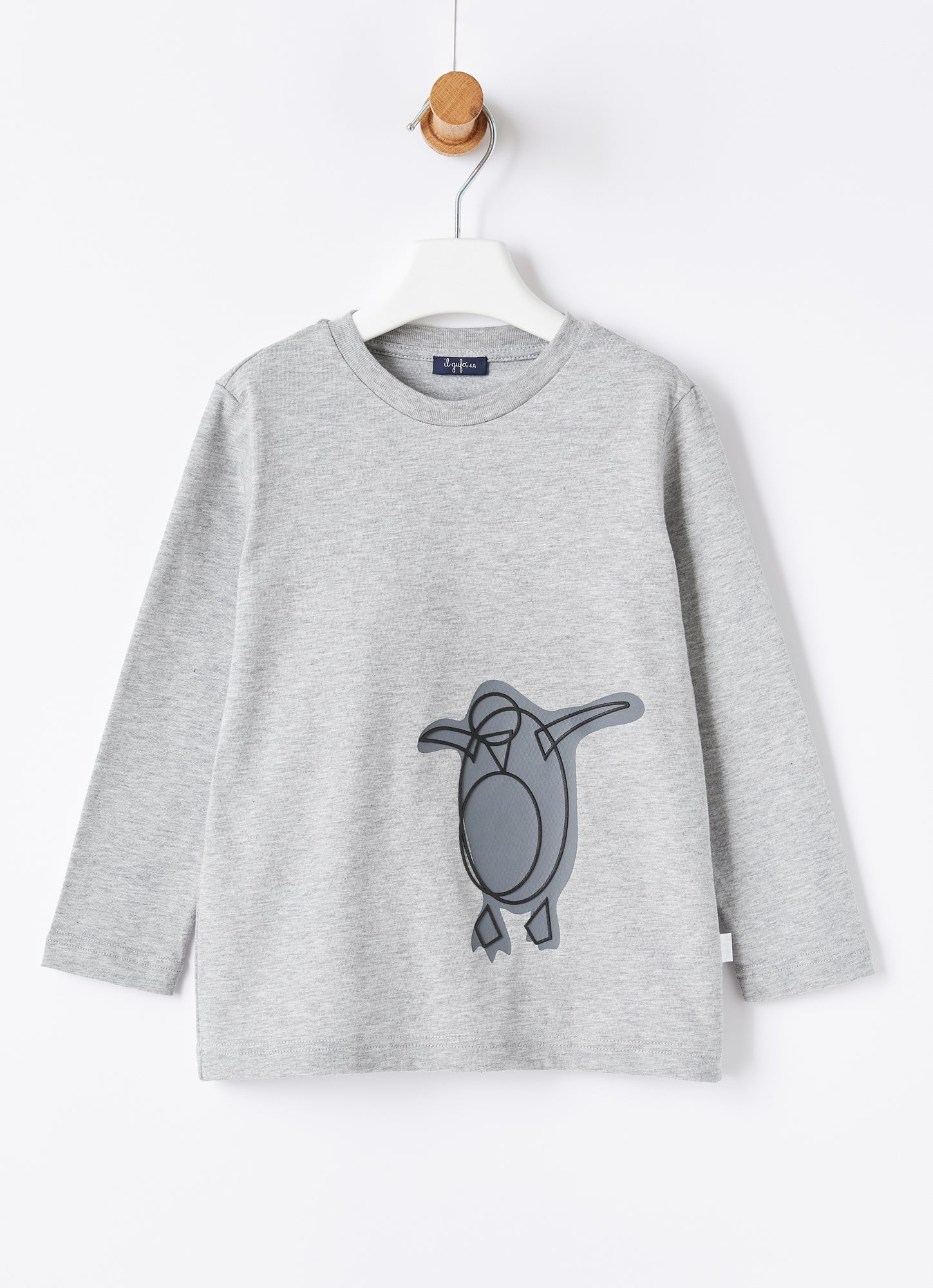 Penguin Print And Embroidery T-Shirt | Grey/Asphalt Grey