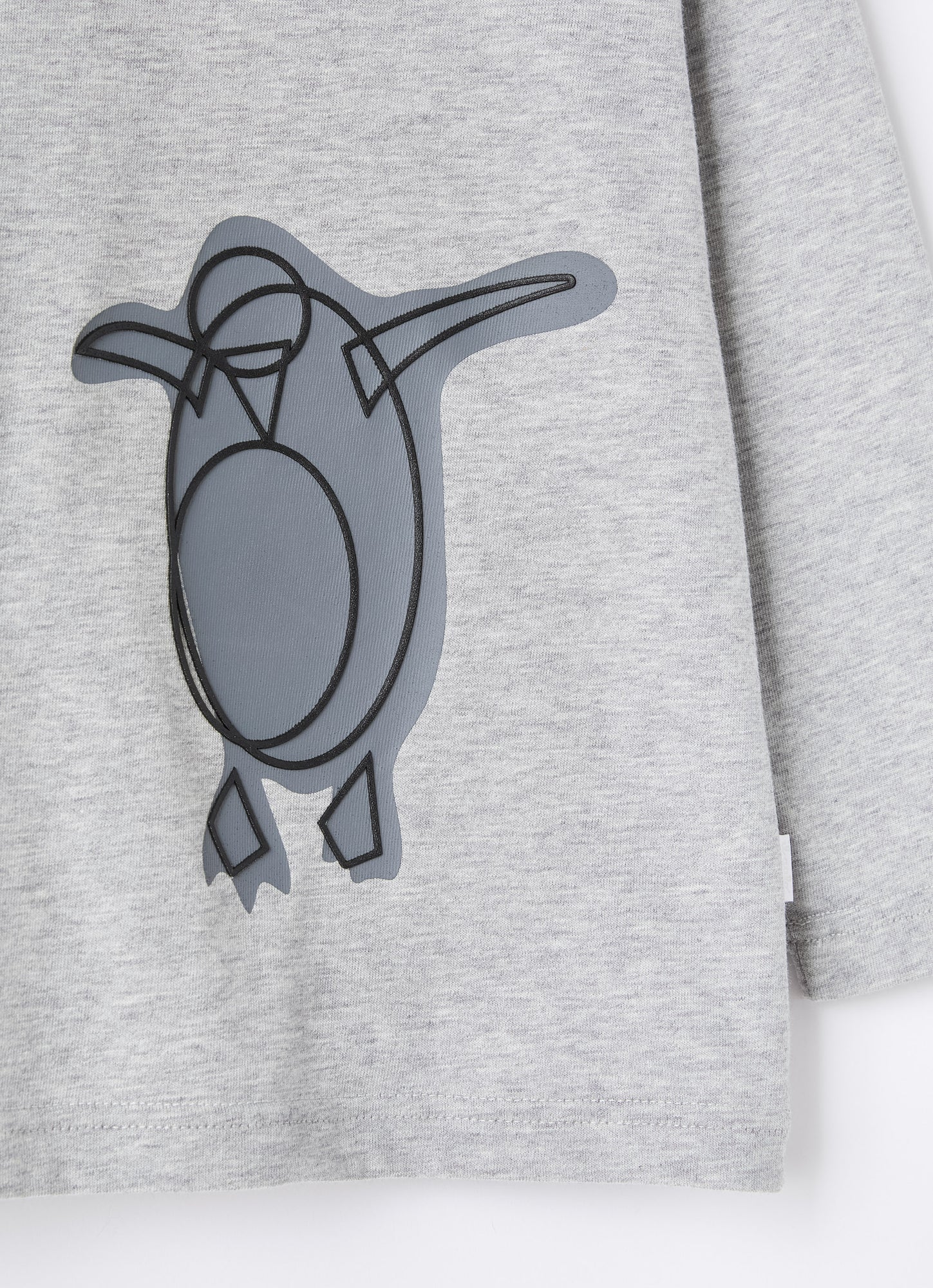 Penguin Print And Embroidery T-Shirt | Grey/Asphalt Grey