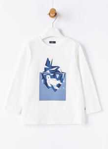 Geometric Polar Bear T-Shirt | Milk/Night Sky