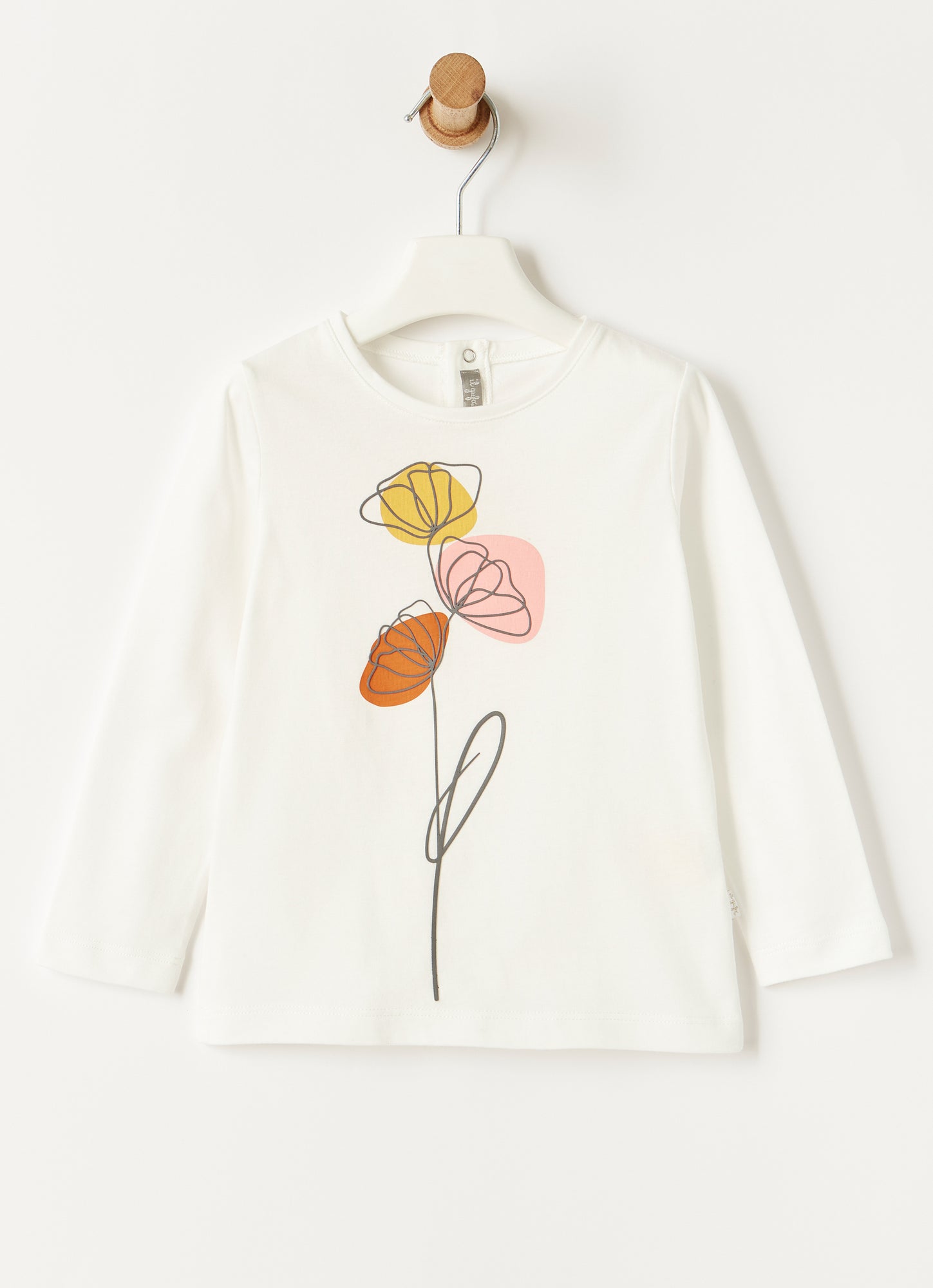 Flower Print with Rubberised Details T-Shirt | Latte/Pavone
