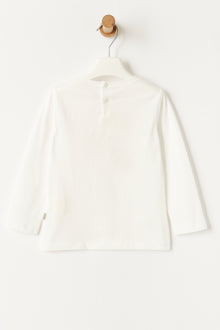 Flower Print with Rubberised Details T-Shirt | Latte/Pavone