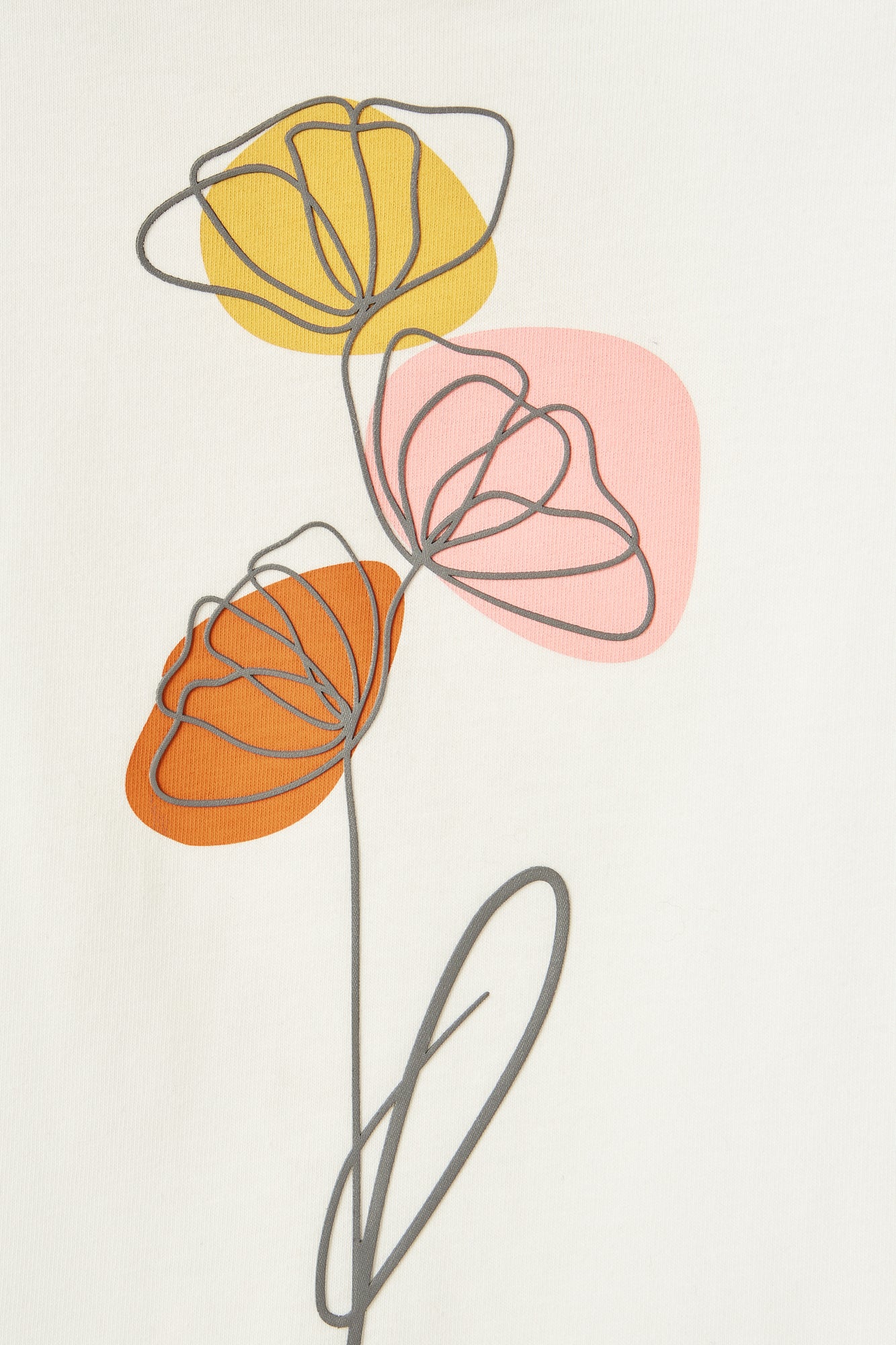 Flower Print with Rubberised Details T-Shirt | Latte/Pavone