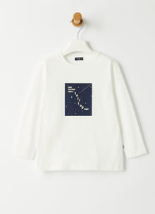 Starry Sky Print T-Shirt | Milk/Blue