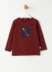 Starry Sky Print T-Shirt | Rosso Fuoco/Blue