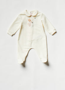 Teddy Bear And Stars Babysuit | Milk/Quartz Pink