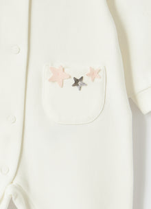 Pockets And Stars Babysuit | Milk/Quartz Pink