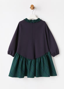 Ruffle And Check Maxi Flounce Dress | Blue/Verde Vetro
