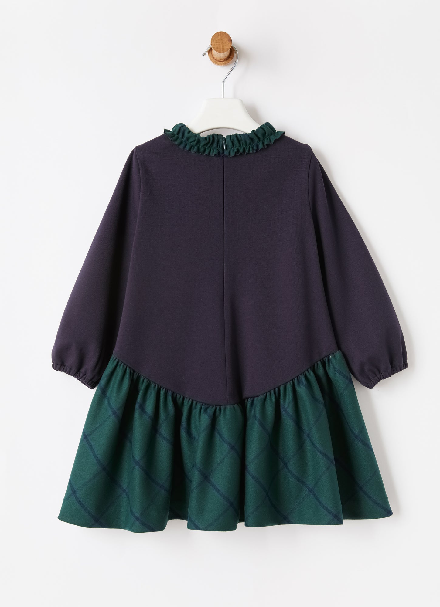 Ruffle And Check Maxi Flounce Dress | Blue/Verde Vetro