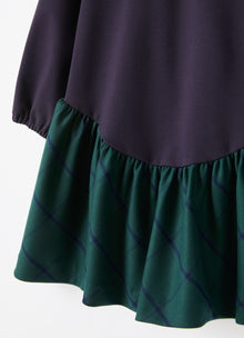 Ruffle And Check Maxi Flounce Dress | Blue/Verde Vetro