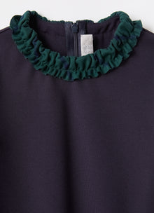 Ruffle And Check Maxi Flounce Dress | Blue/Verde Vetro