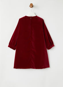 Star Embroidery Velvet Dress | Burgundy