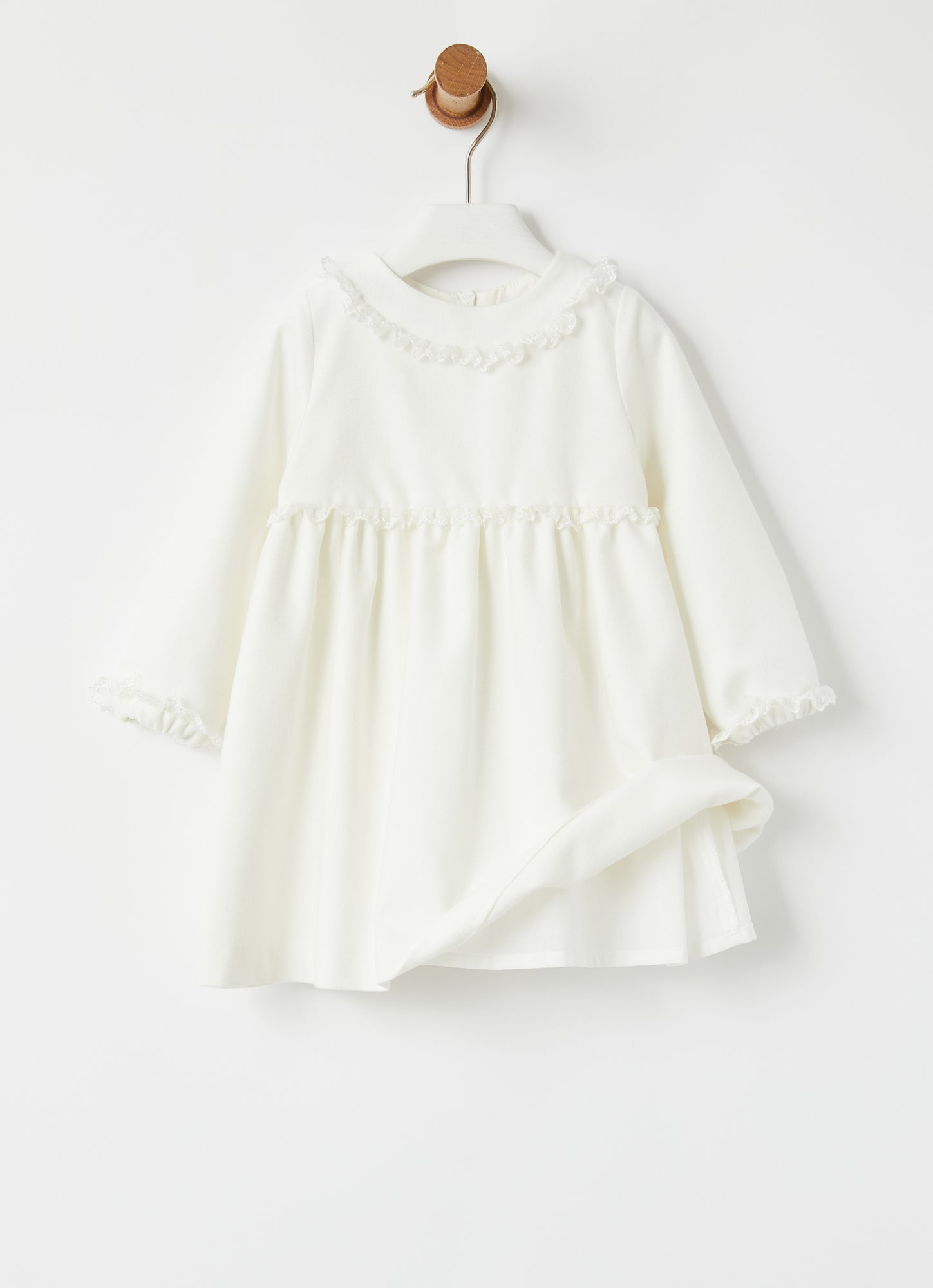 Technowool Dress with Embroidery | Milk