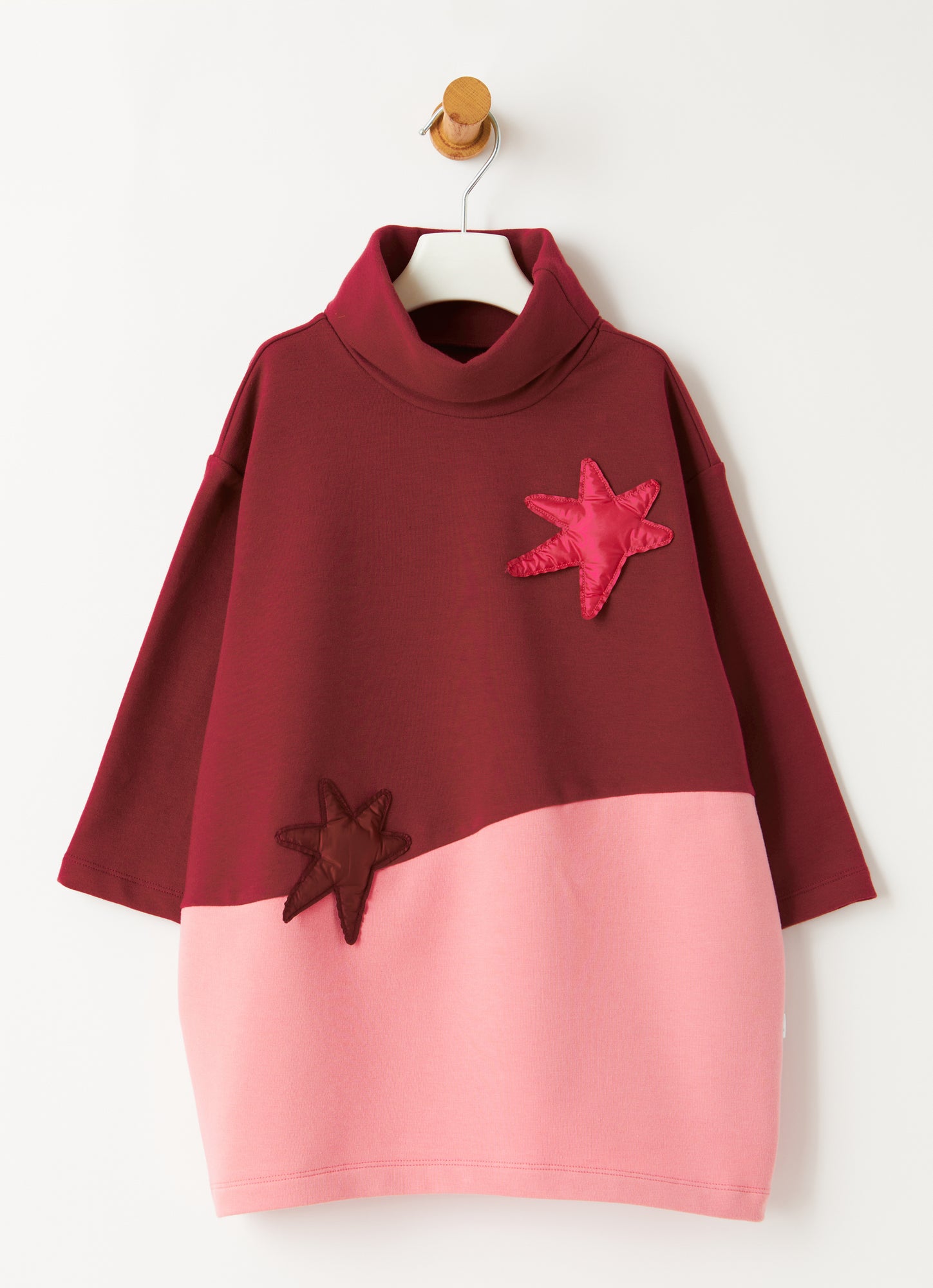 Color Block Dress with Stars | Bordeaux/Lampone Selvatico