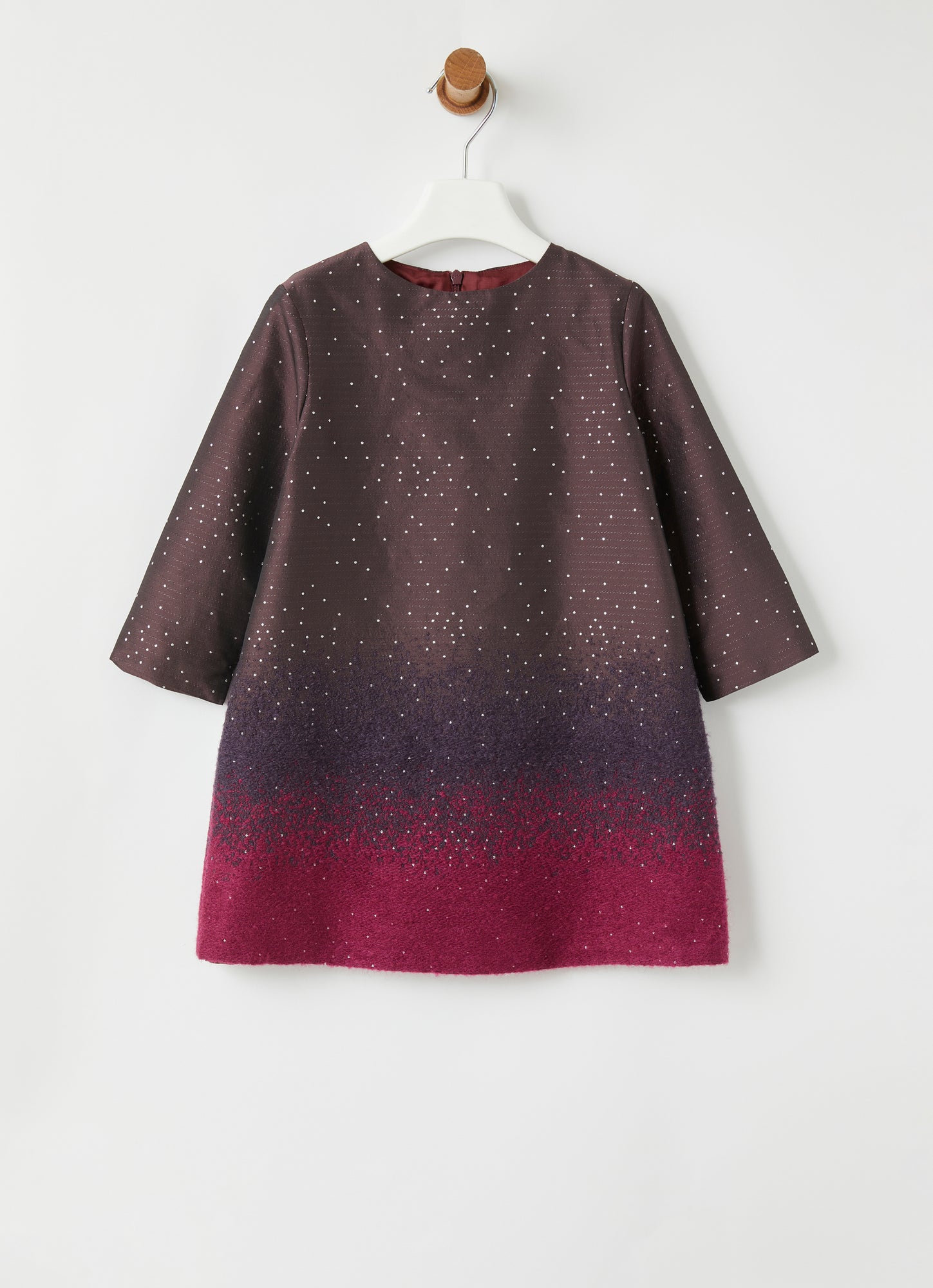 Taffeta Dress with Mohair Inlays | Maroon/Wine Red