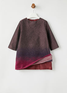 Taffeta Dress with Mohair Inlays | Maroon/Wine Red