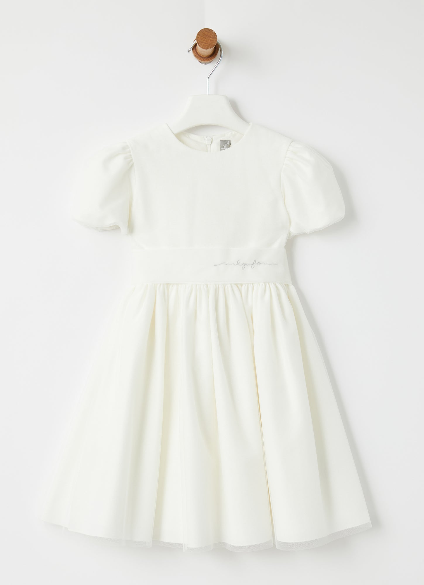 Puff Sleeve Tulle Dress | Milk/White