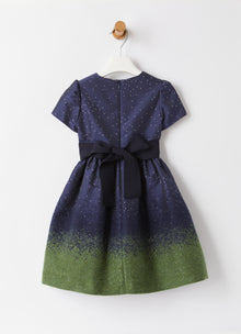 Taffeta Dress with Lurex Details | Blue/Verde Trasparente