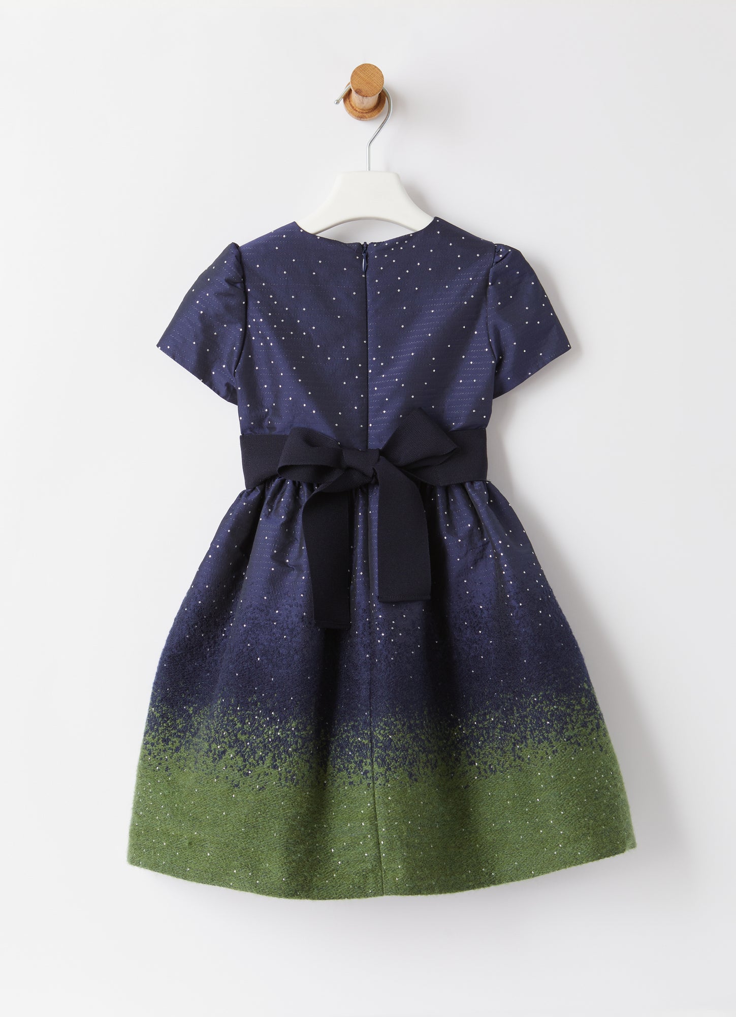Taffeta Dress with Lurex Details | Blue/Verde Trasparente