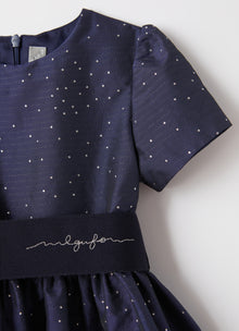 Taffeta Dress with Lurex Details | Blue/Verde Trasparente