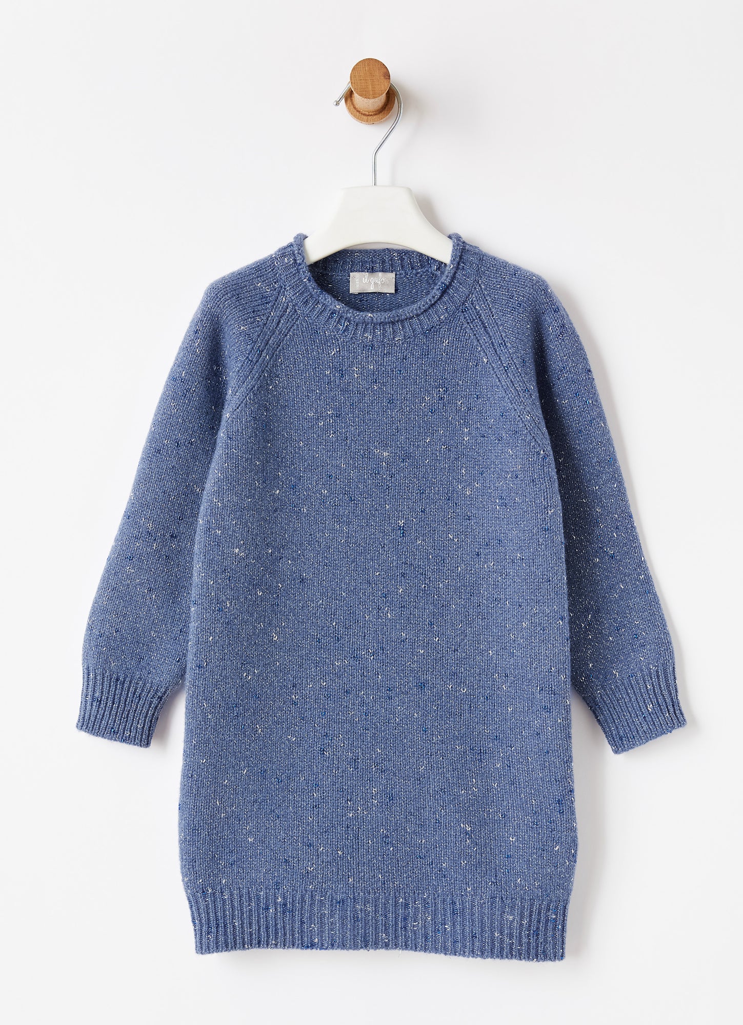 Wool Dress with Lurex Details | Ocean Blue