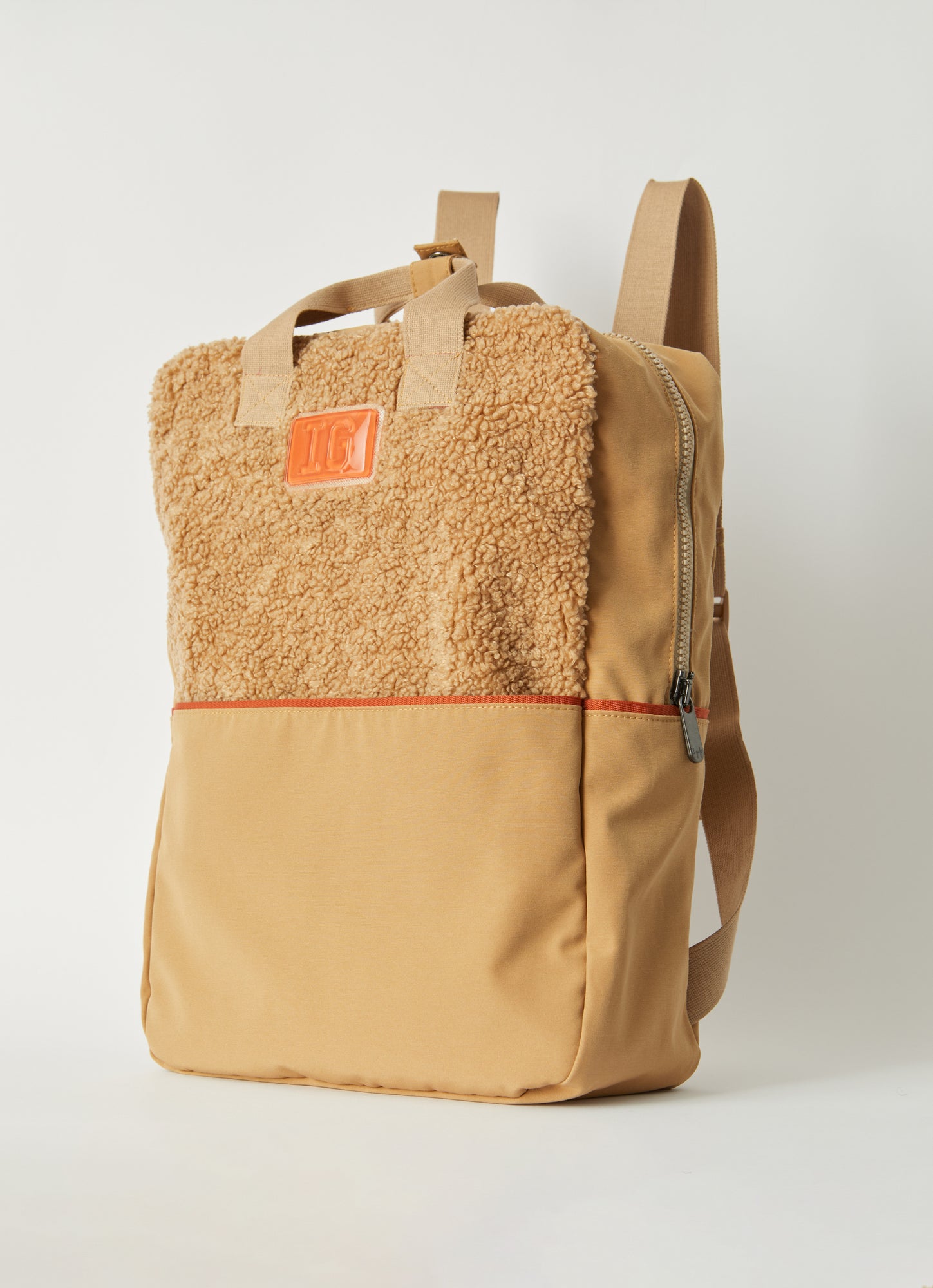 Backpack with Teddy Fleece Detail | Beaver Brown