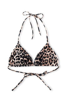 Printed String Ties Recycled Bikini Top | Leopard