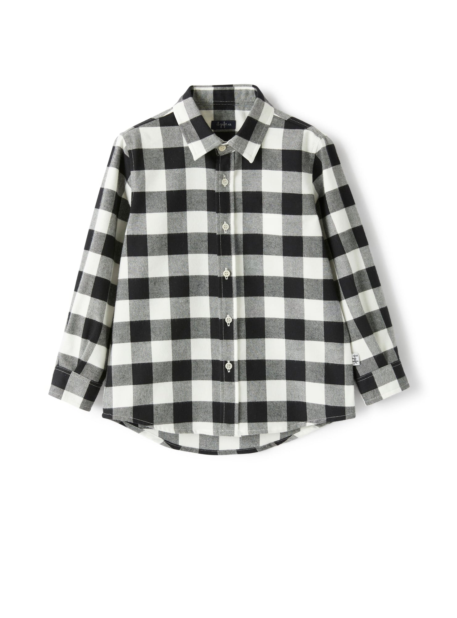 Classic-Cut Checked-Flannel Shirt | Black