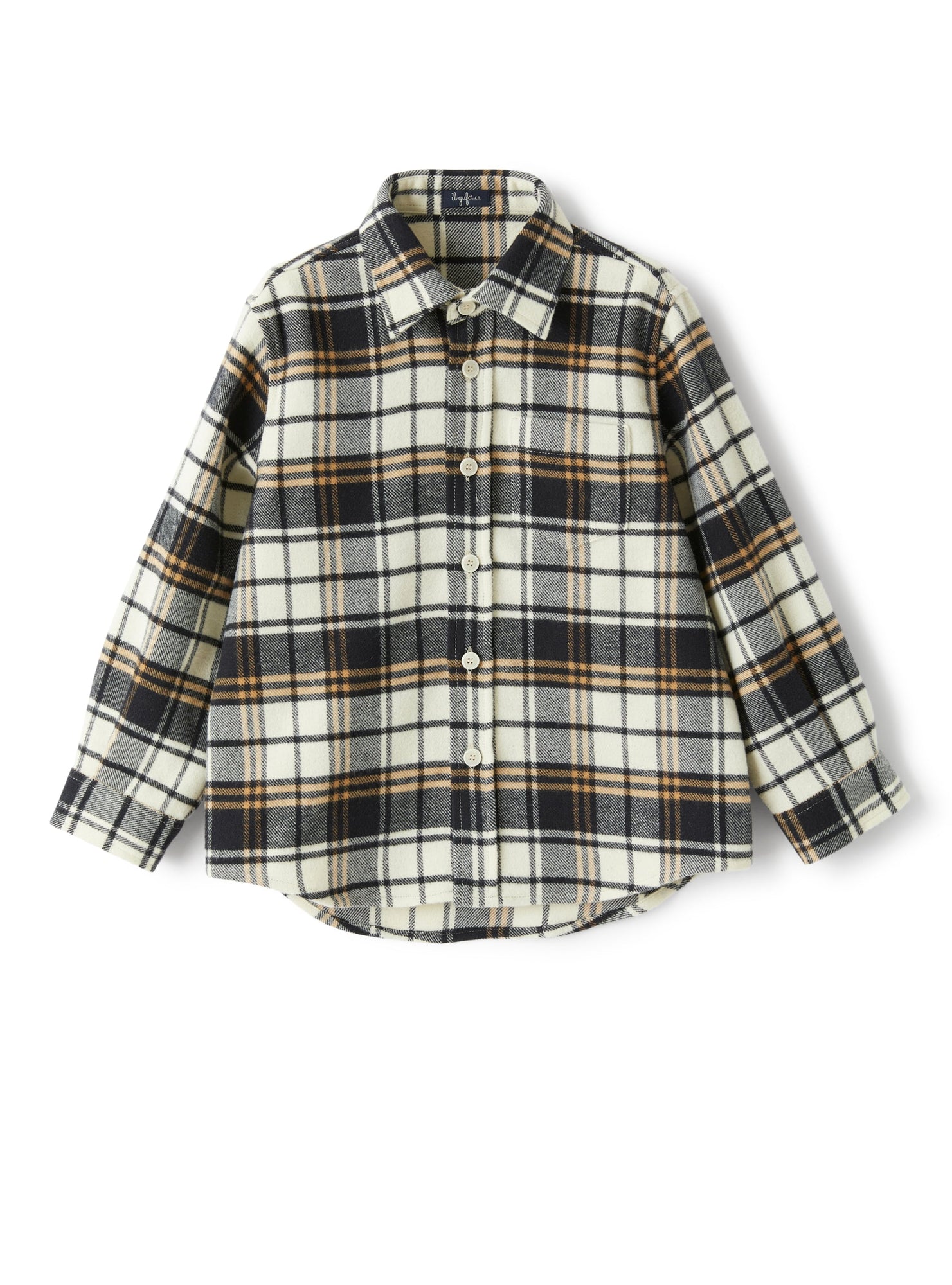 Boys | Checked Flannel Shirt | White/Black/Beige