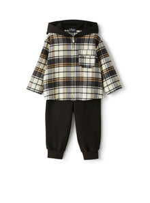 Two-Piece Set with Checked Shirt | Black