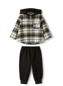 Two-Piece Set with Checked Shirt | Black