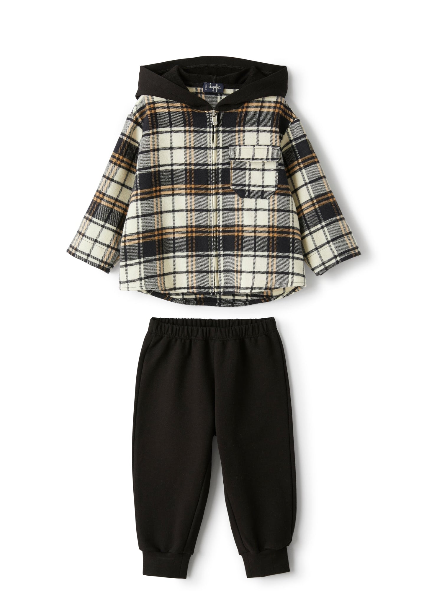 Two-Piece Set with Checked Shirt | Black