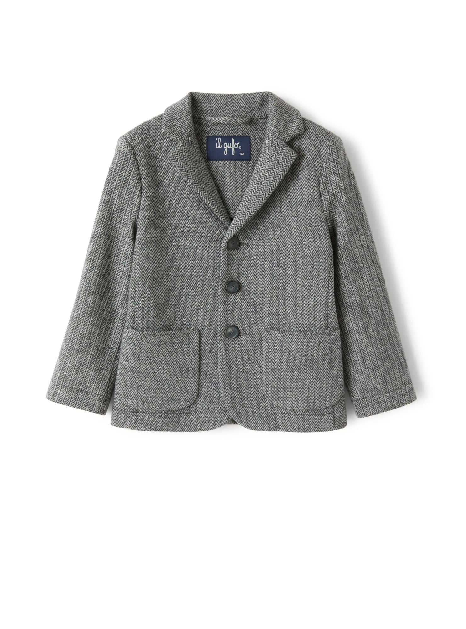 Boys | Cotton Herringbone-Pattern Blazer | Asphalt Gray