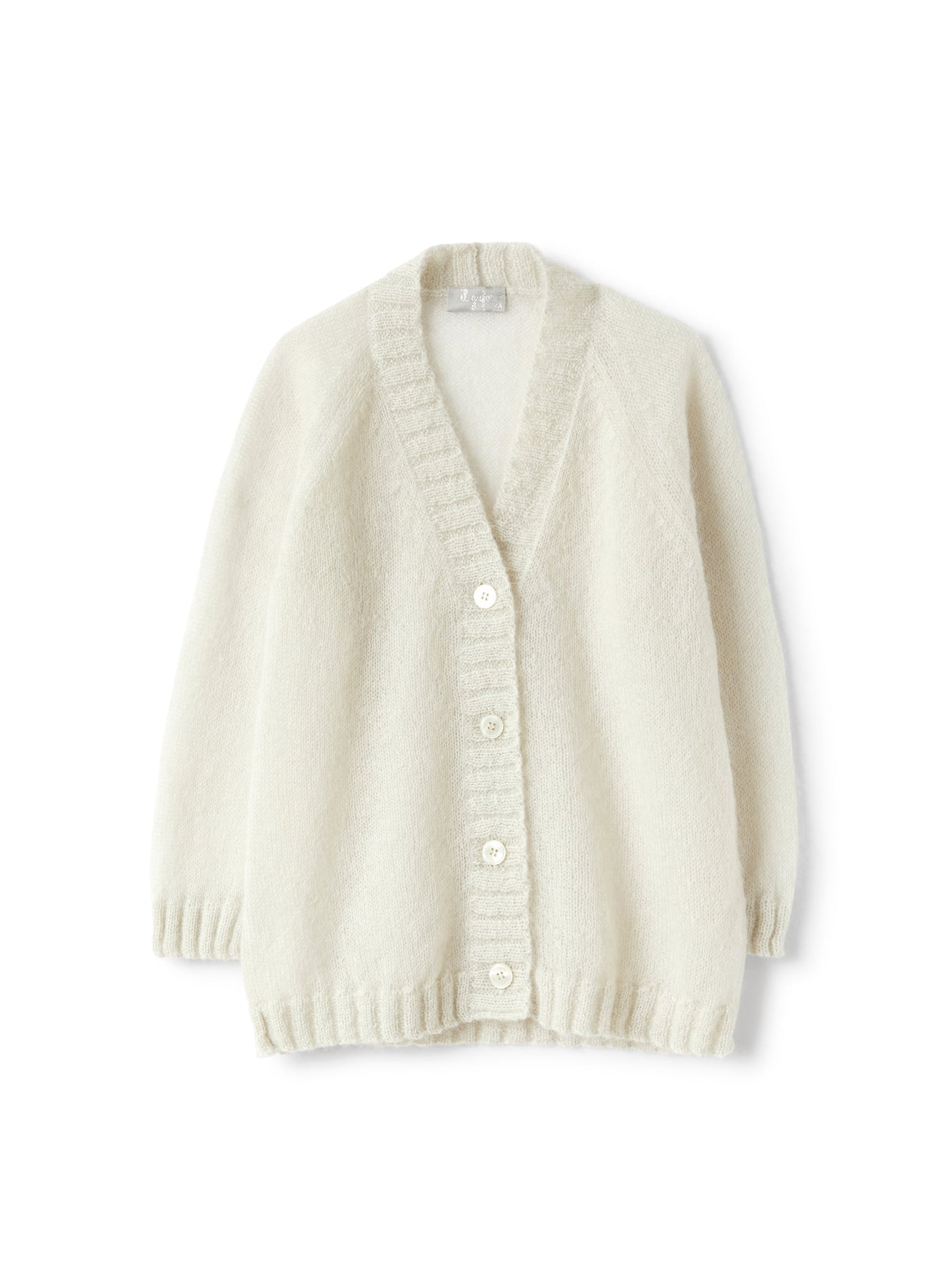 Girls | Longline Mohair Cardigan | Pearl Grey