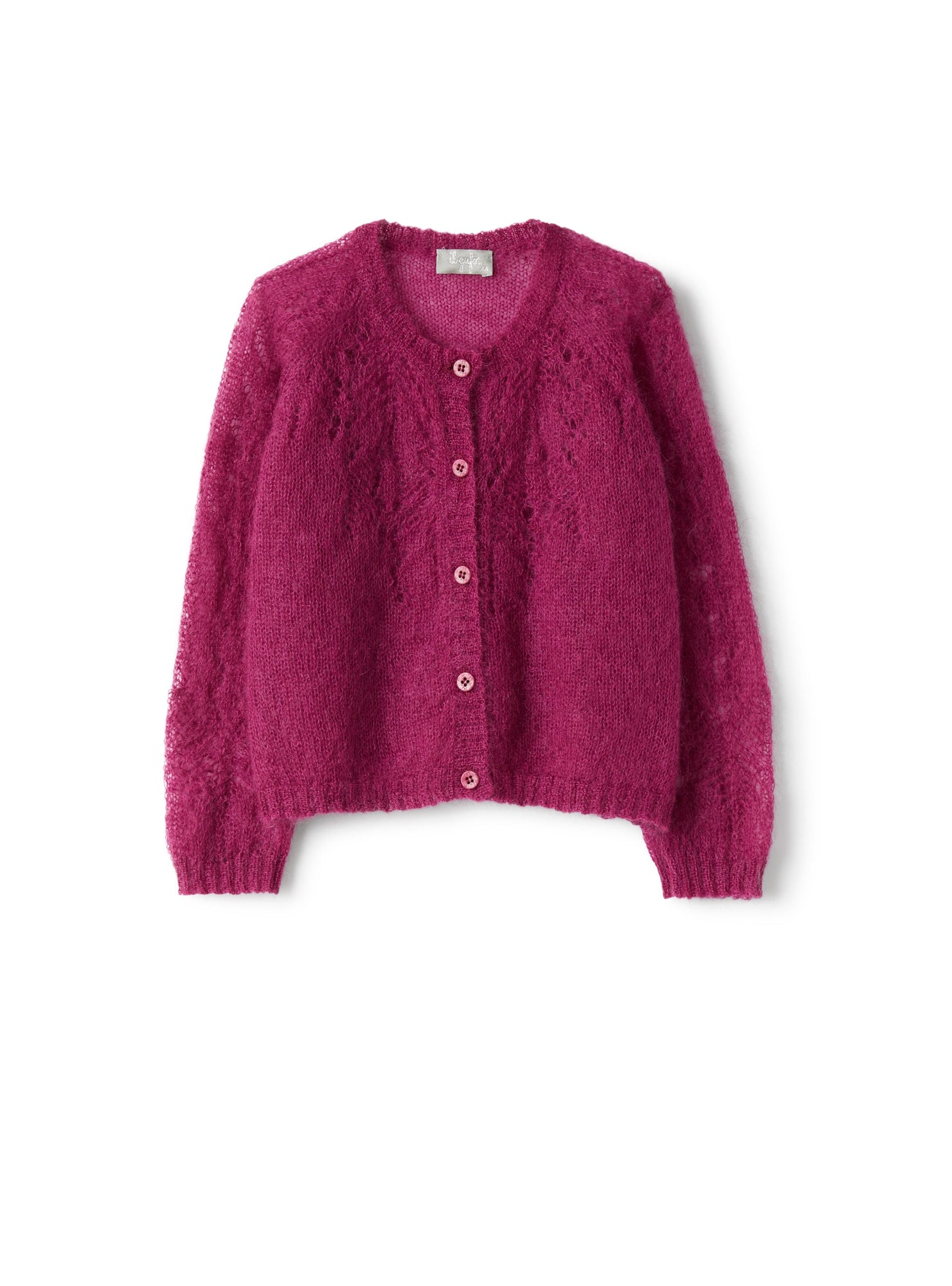 Girls | Cardigan in Fuchsia-Pink Kid Mohair | Barbabietola
