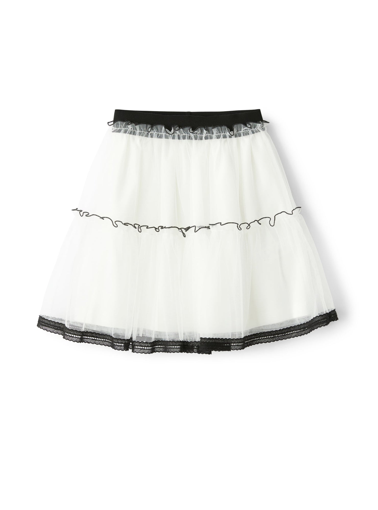 Girls | Tulle Skirt with Contrasting Edges | Milk Black