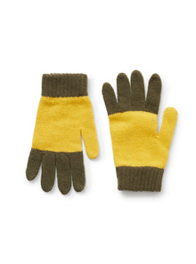 Boys | Wool Gloves in a Green and Yellow Stripe | Oliva Yellow Acero