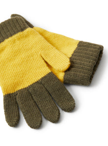 Boys | Wool Gloves in a Green and Yellow Stripe | Oliva Yellow Acero