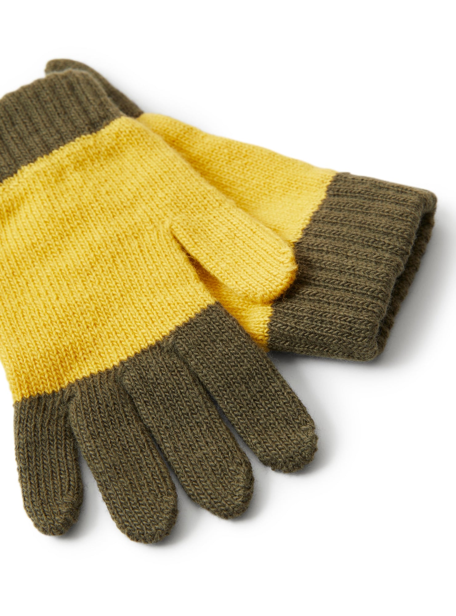 Boys | Wool Gloves in a Green and Yellow Stripe | Oliva Yellow Acero